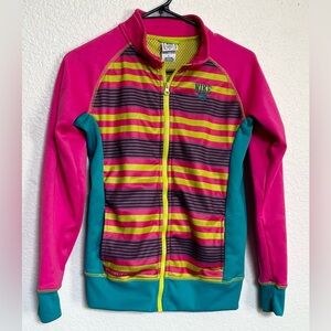 VTG Nike Girls Neon Multicolored Long Sleeve Full Zip Size Large Y2K